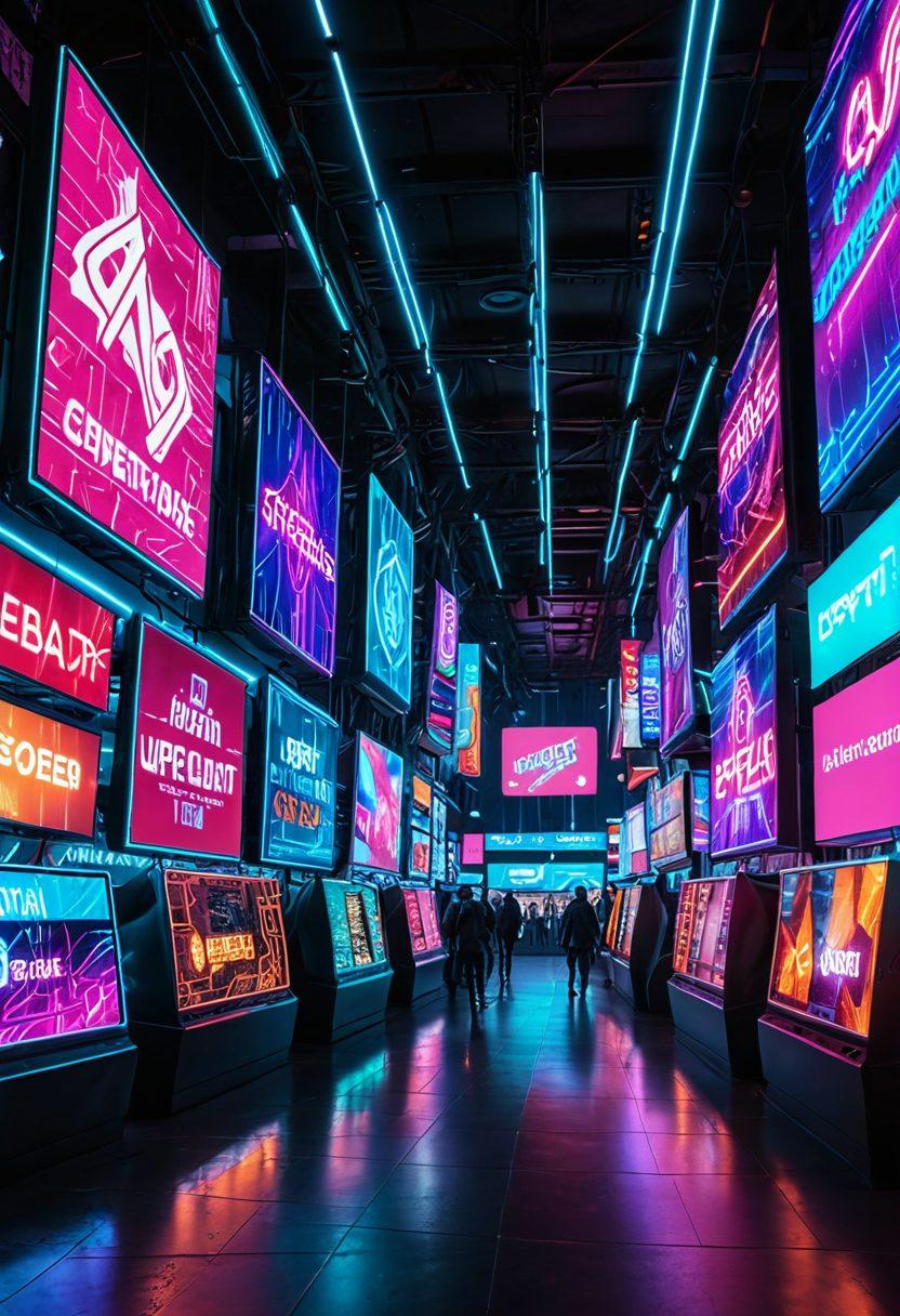 A bright and bustling digital market filled with glowing neon signs displaying unbeatable cyber deals. Shoppers are excitedly grabbing offers that float in the air as holographic advertisements project special web offers. The background displays a dynamic, interconnected world of cyberspace with lines of code and flashy graphics highlighting internet specials. Cyberpunk aesthetic with vibrant colors and futuristic elements.